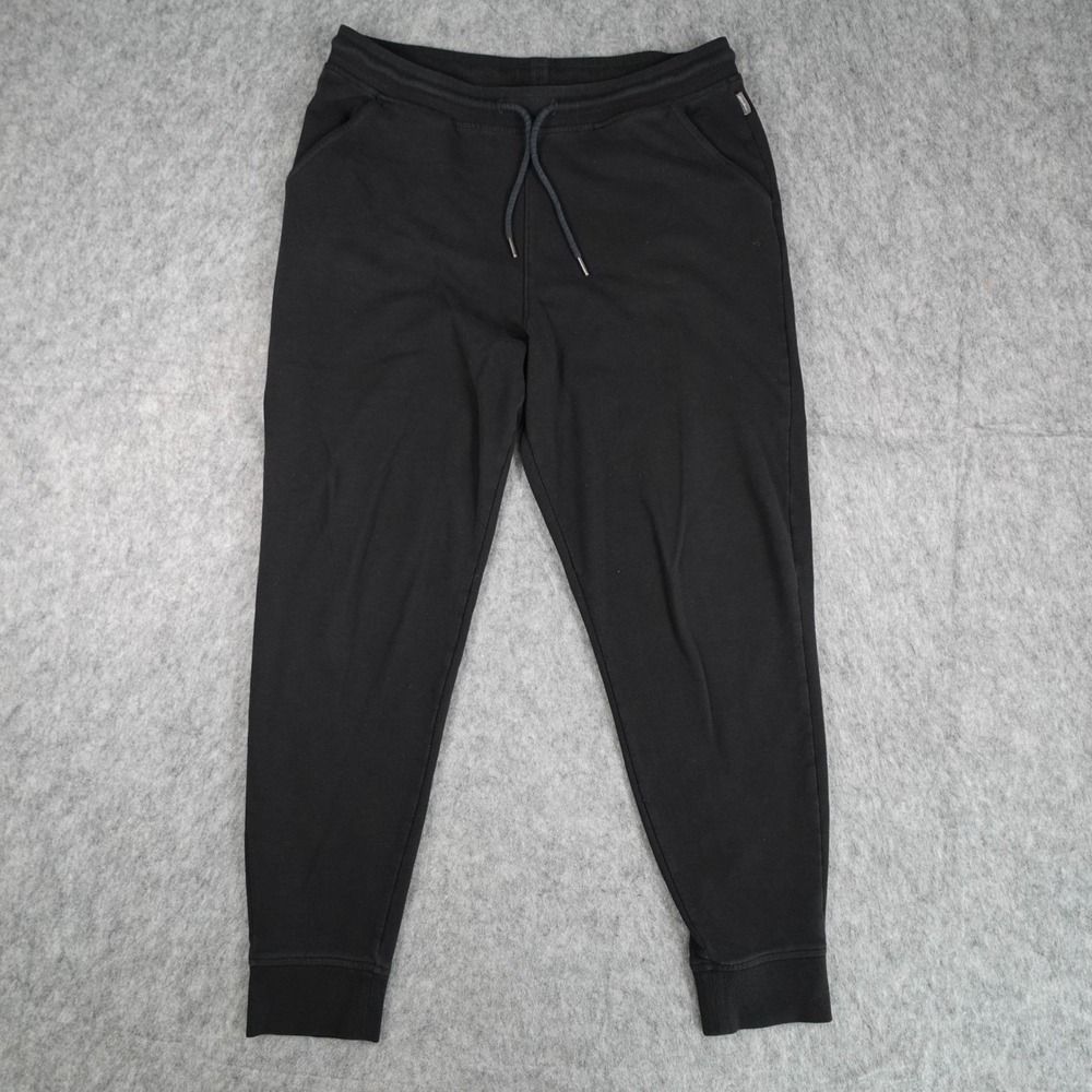 Eddie Bauer Pant Womens Medium Black Camp Fleece Lined Jogger Drawstring Knit